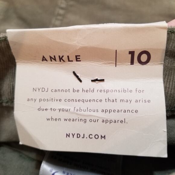 NYDJ LIFT TUCK Alina Lift & Tuck Tech Ankle Skinny Pants Olive Green Jeans Sz 10 - Picture 10 of 16